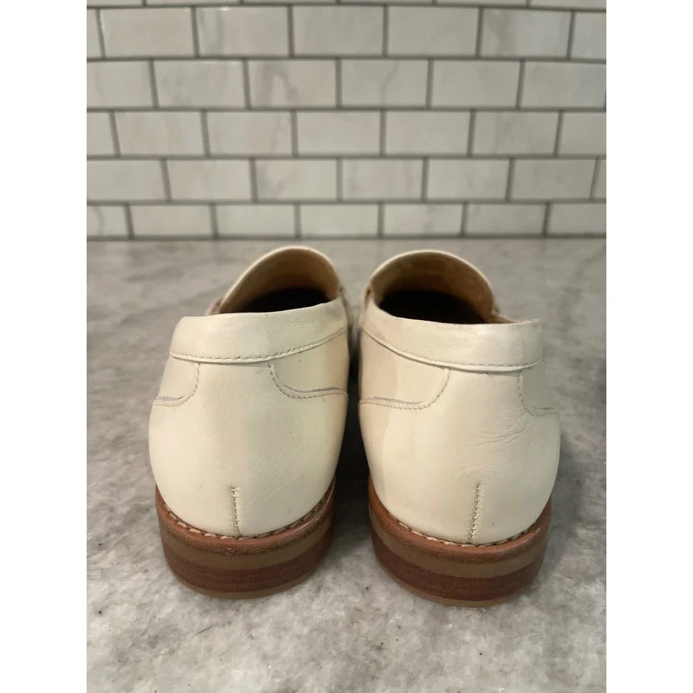 Antonio Melani Loafers Women 5.5 Cream Raegan Leather Horsebit Slip On Flats